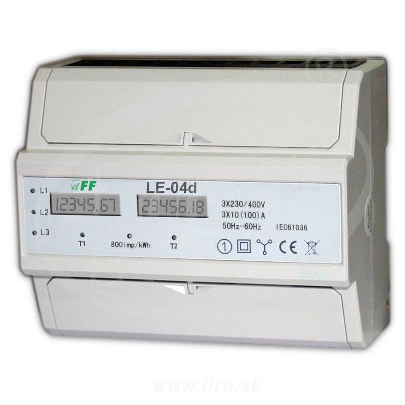 Trojfzov 2-tarifn digitlny elektromer, 3 x 230 / 400 V, 100 A, LE-04d 